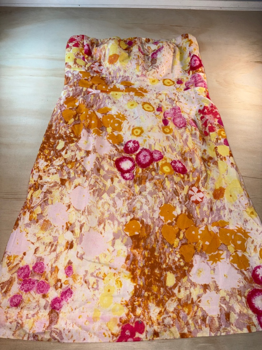 J Crew Strapless Floral Watercolor Lightweight Pockets Dress Sz 6